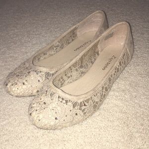 Tan/Cream Lace Ballet Flats